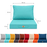 Set Cuscini Salotto da Giardino 50x50 Blu Caraibi - Sfoderabile & Anti-UV (Seduta + Schienale)