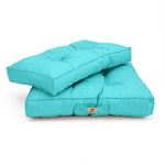 Set Cuscini Trapuntati 60x60 Blu Caraibi - Spesso 15cm & Morbido (Seduta + Schienale)