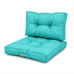 Set Cuscini Trapuntati 50x50 Blu Caraibi - Spesso 15cm & Morbido (Seduta + Schienale)
