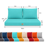 Set Cuscini Salotto da Giardino 100x50 Blu Caraibi - Sfoderabile & Anti-UV (1 Seduta + 2 Schienali)