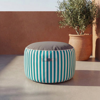Pouf Rond Rayure Turquoise - vue principale