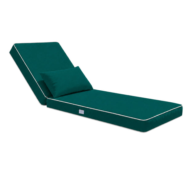 Materassino Premium Lettino 190x60 Verde Smeraldo - Spessore 10cm & Poggiatesta (Sfoderabile)