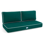 Set Cuscini Premium 120x60 Verde Smeraldo - 1 Seduta + 2 Schienali (Spesso 12cm & Passepoil)