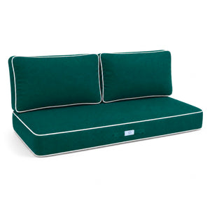 Set Cuscini Premium 120x60 Verde Smeraldo - 1 Seduta + 2 Schienali (Spesso 12cm & Passepoil)
