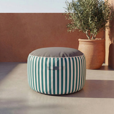 Pouf Rond Rayure Vert - vue principale
