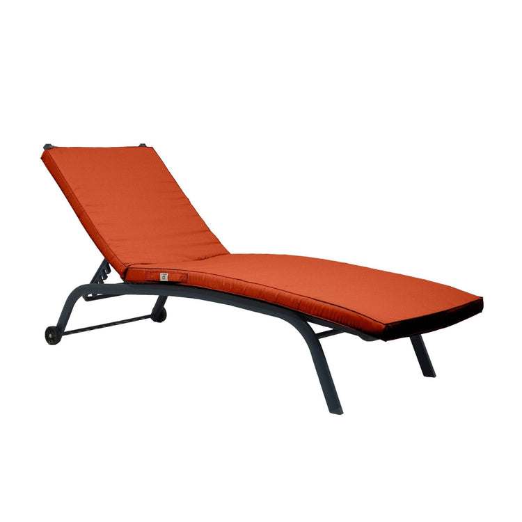 Coussin Bain de Soleil Terracotta - Matelas pour Transat Déhoussable - 185x60x5cm - Deco-arts.fr
