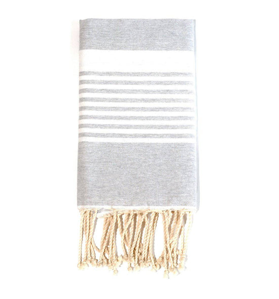 Fouta en coton arthur 100x200cm gris argent - Deco-arts.fr