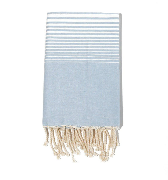Fouta en coton miami 100x200cm bleu ciel - Deco-arts.fr