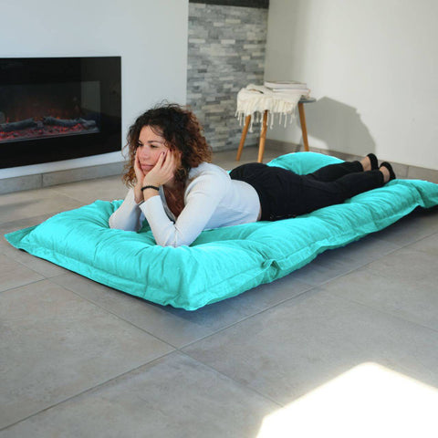 Futon XXL - Materasso a terra 195x100 cm - Blu caraibico