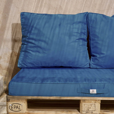 Set Cuscini Pallet Sfoderabili 120x80 Blu Petrolio - Impermeabile & Extérieur (1 Seduta + 2 Schienali)