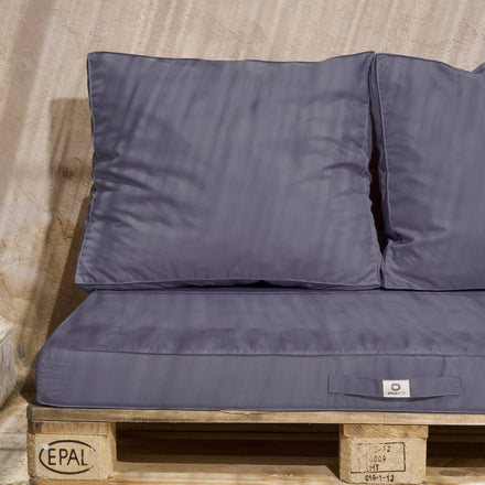 Set Cuscini Pallet Sfoderabili 120x80 Grigio Carbone - Impermeabile & Extérieur (1 Seduta + 2 Schienali)