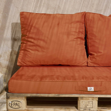 Set Cuscini Pallet Sfoderabili 120x80 Terracotta - Impermeabile & Extérieur (1 Seduta + 2 Schienali)