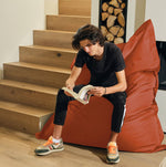 Housse de pouf géant XXL 180x140 cm en terracotta, déhoussable, pour intérieur et extérieur, fabriquée par Deco-arts.fr