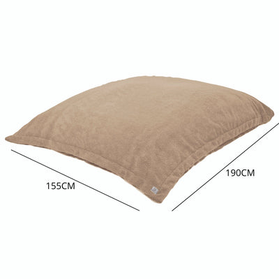 Pouf Intérieur XXL Housse Sherpa (Effet Mouton) Garnissage en flocon de mousse 190x155cm - Beige - Deco-arts.fr