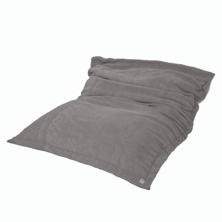 Pouf Intérieur XXL Housse Sherpa (Effet Mouton) Garnissage en flocon de mousse 190x155cm - Gris argent - Deco-arts.fr