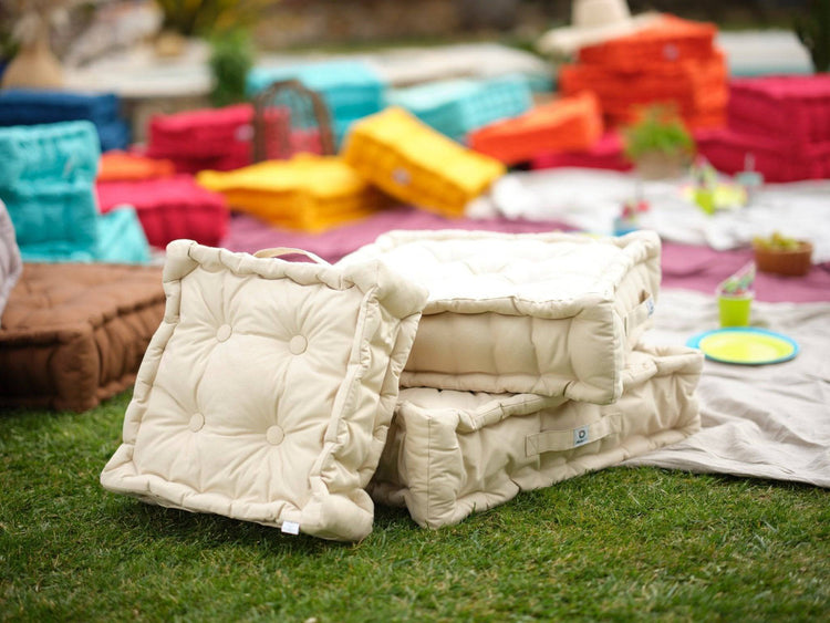 Coussin de sol lot de 2 - 40 x 40 cm Beige Clair - Deco-arts.fr