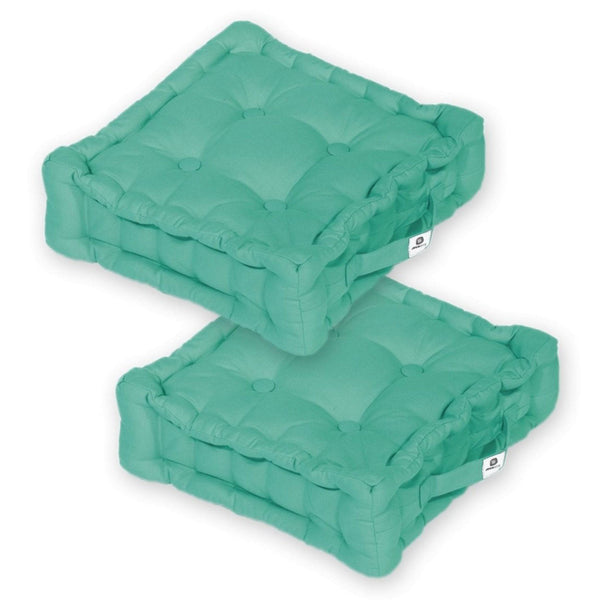 Coussin de sol lot de 2 - 40 x 40 cm Bleu Caraibes - Deco-arts.fr