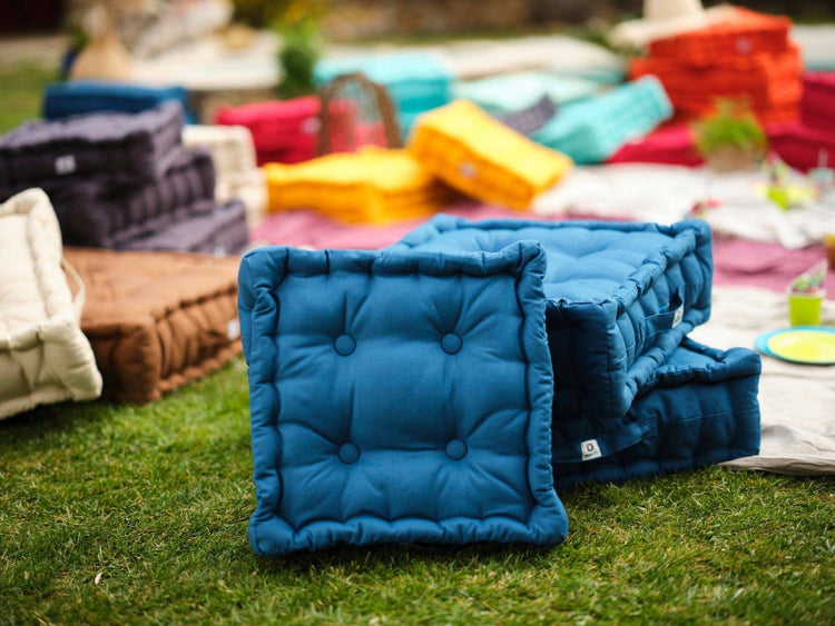 Coussin de sol lot de 2 - 40 x 40 cm Bleu Petrole - Deco-arts.fr