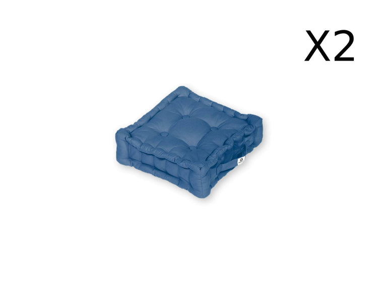 Coussin de sol lot de 2 - 40 x 40 cm Bleu Petrole - Deco-arts.fr