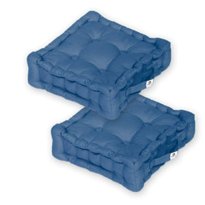 Set di 2 Cuscini da Pavimento 40x40 Blu Petrolio - Spesso 12cm & Maniglia