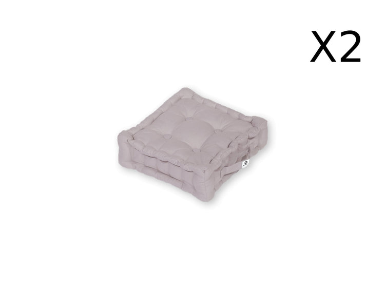 Coussin de sol lot de 2 - 40 x 40 cm Gris Galet - Deco-arts.fr