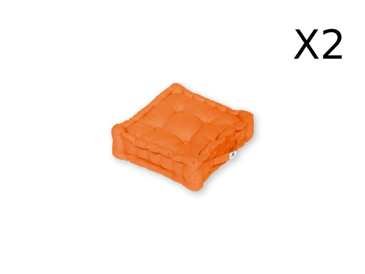 Coussin de sol lot de 2 - 40 x 40 cm Orange - Deco-arts.fr