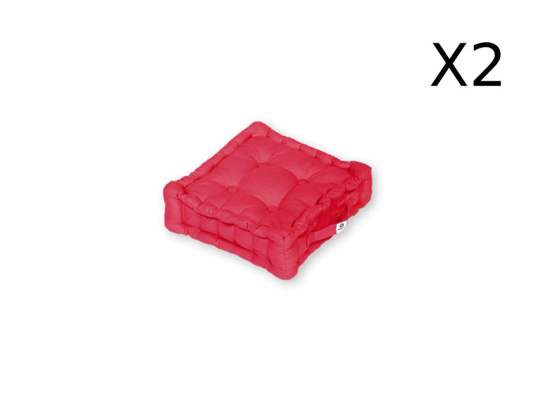 Coussin de sol lot de 2 - 40 x 40 cm Rouge Piment - Deco-arts.fr