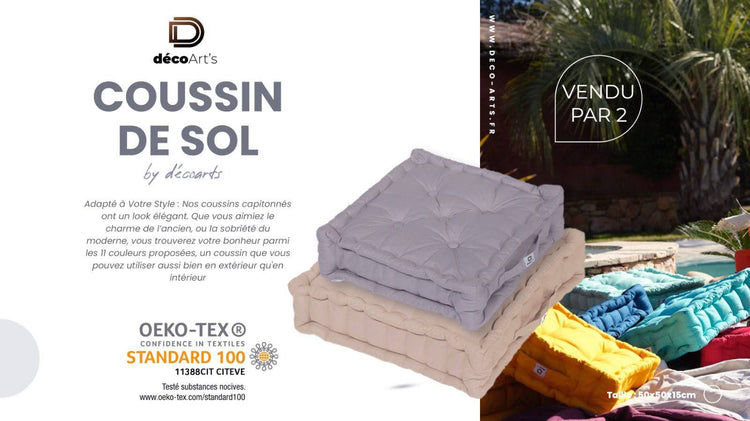 Coussin de sol lot de 2 - 40 x 40 cm Vert Mint - Deco-arts.fr