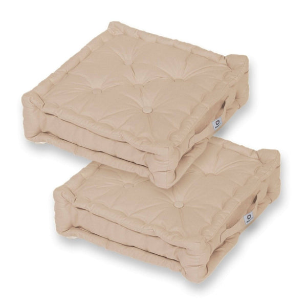Coussin de sol lot de 2 - 50 x 50 cm Beige Clair - Deco-arts.fr