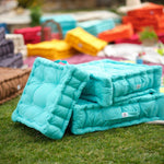 Coussin de sol lot de 2 - 50 x 50 cm Bleu Caraibes - Deco-arts.fr