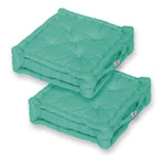 Coussin de sol lot de 2 - 50 x 50 cm Bleu Caraibes - Deco-arts.fr