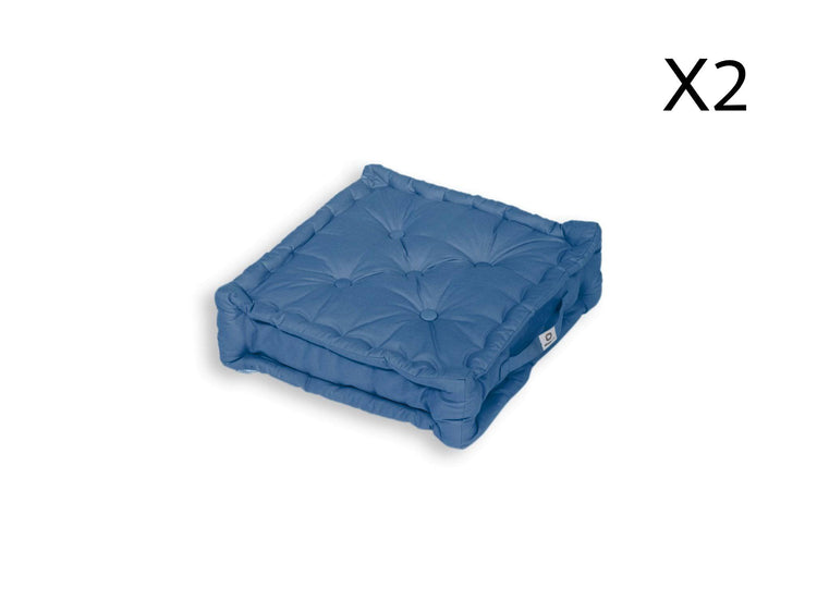 Coussin de sol lot de 2 - 50 x 50 cm Bleu Petrole - Deco-arts.fr