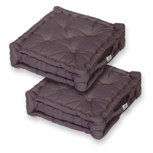 Set di 2 Cuscini da Pavimento XL 50x50 Grigio Carbone - Spesso 15cm & Maniglia
