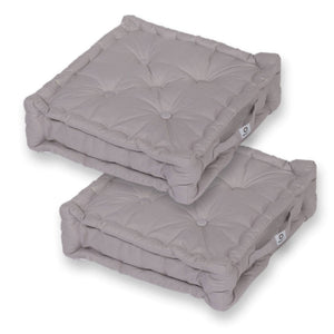 Set di 2 Cuscini da Pavimento XL 50x50 Grigio Ciottolo - Spesso 15cm & Maniglia