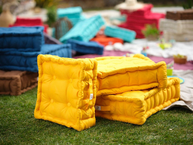 Coussin de sol lot de 2 - 50 x 50 cm Jaune - Deco-arts.fr