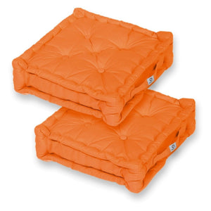 Set di 2 Cuscini da Pavimento XL 50x50 Arancione - Spesso 15cm & Maniglia