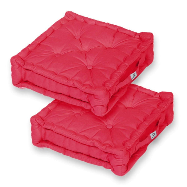 Coussin de sol lot de 2 - 50 x 50 cm Rouge Piment - Deco-arts.fr
