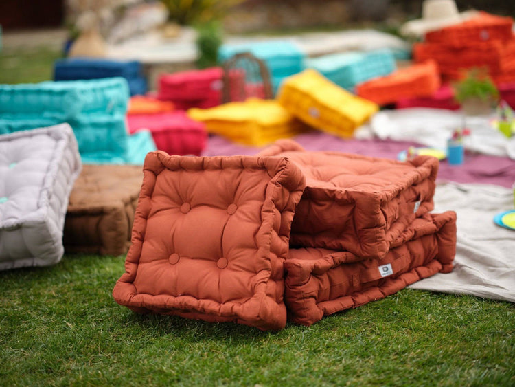 Coussin de sol lot de 2 - 50 x 50 cm Terracotta - Deco-arts.fr