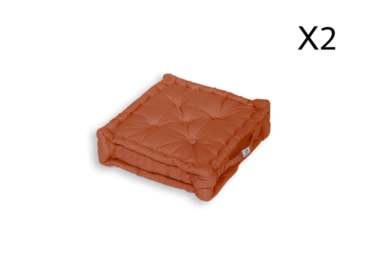 Coussin de sol lot de 2 - 50 x 50 cm Terracotta - Deco-arts.fr