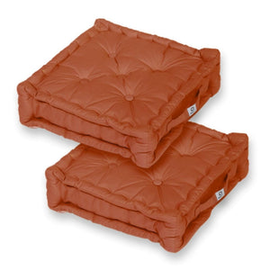 Set di 2 Cuscini da Pavimento XL 50x50 Terracotta - Spesso 15cm & Maniglia