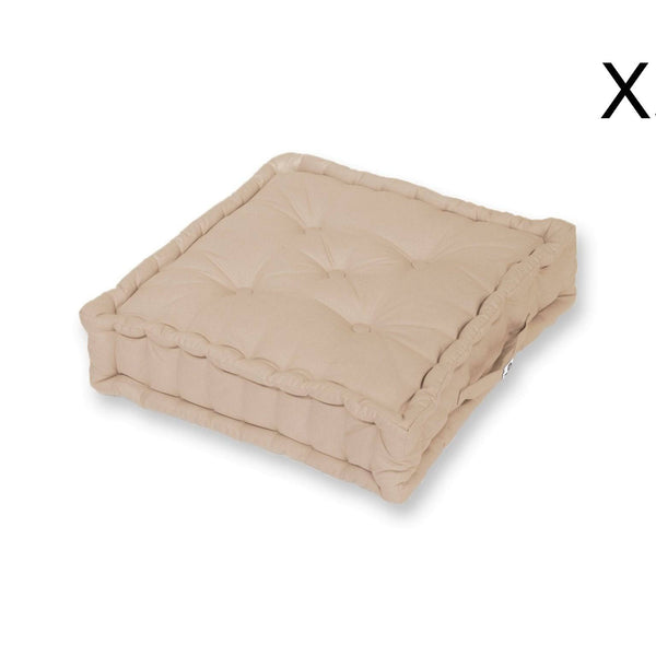 Coussin de sol lot de 2 - 60 x 60 cm Beige Clair - Deco-arts.fr