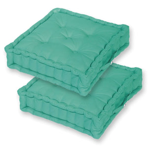 Set di 2 Cuscini da Pavimento Giganti 60x60 Blu Caraibi - Spesso 15cm & Maniglia
