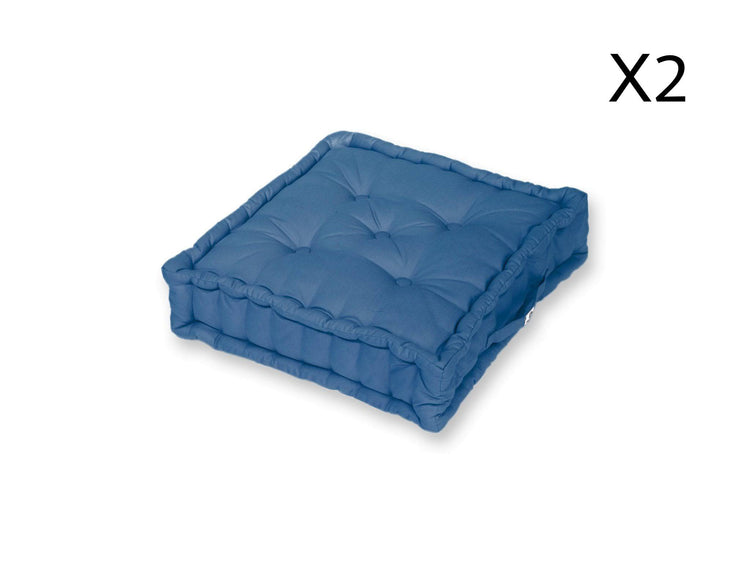 Coussin de sol lot de 2 - 60 x 60 cm Bleu Petrole - Deco-arts.fr
