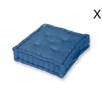Lot de 2 coussins de sol géants 60x60 cm bleu pétrole, épais 15 cm avec poignée, coussins décoratifs Deco Arts.
