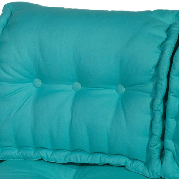 Kit de coussins palette Deco Arts Bleu Caraïbes pour fauteuils et canapés, assise XXL épaisse 20cm, 1 assise + 2 dossiers.