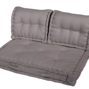 Set Cuscini Pallet Europa 120x80 Grigio Ciottolo - Seduta XXL Spessa 20cm (1 Seduta + 2 Schienali)