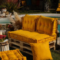 Set Cuscini Pallet Europa 120x80 Giallo Miele - Seduta XXL Spessa 20cm (1 Seduta + 2 Schienali)