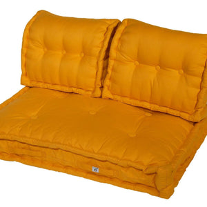 Set Cuscini Pallet Europa 120x80 Giallo Miele - Seduta XXL Spessa 20cm (1 Seduta + 2 Schienali)