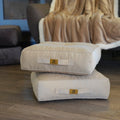 Set di 2 Pouf in Velluto 40x40 Grigio Chiaro - Spesso 14cm (Cuscino da Pavimento per Interni)