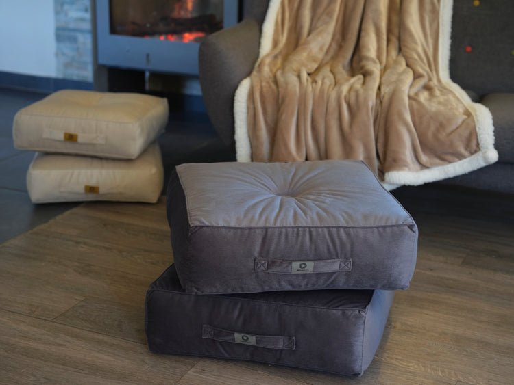 Pouf in velluto 50 x 50 x 14 cm set da 2